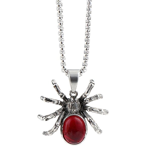 Unique Adjustable Spider Pendant Necklace in Black and Red for Halloween Parties - Picture 1 of 8
